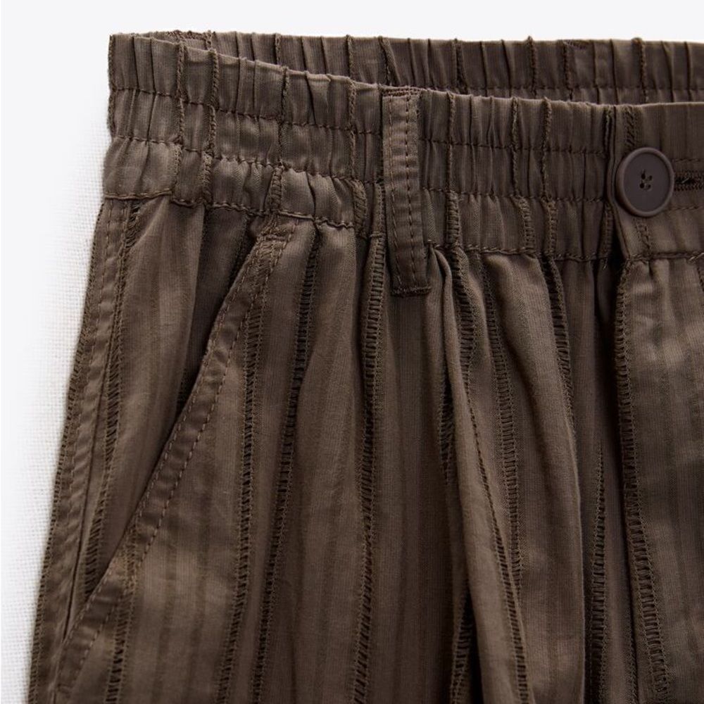ZARA LACE TRIM CARGO PANTS - Picture 9 of 10